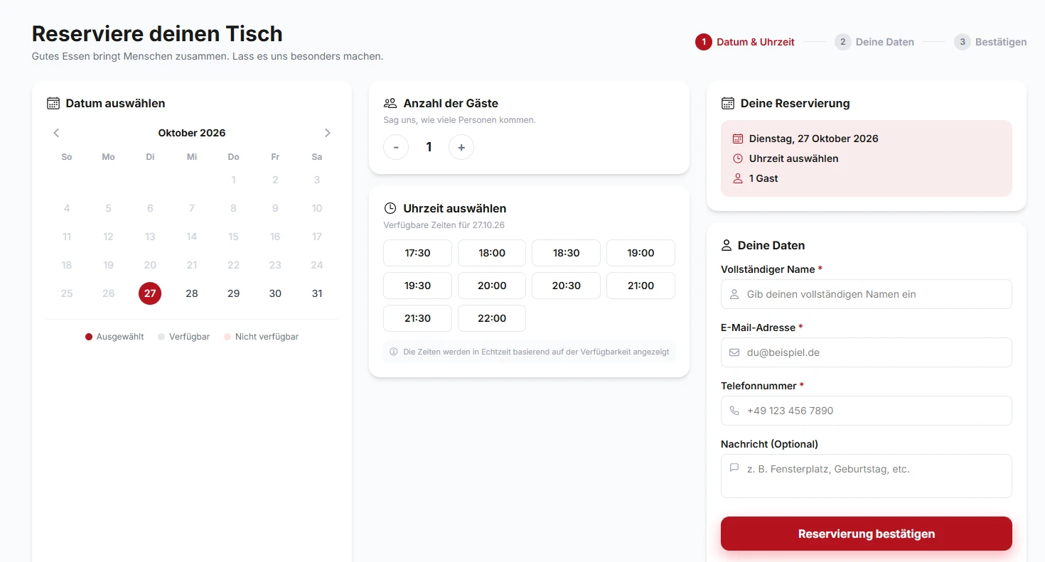 Online table booking